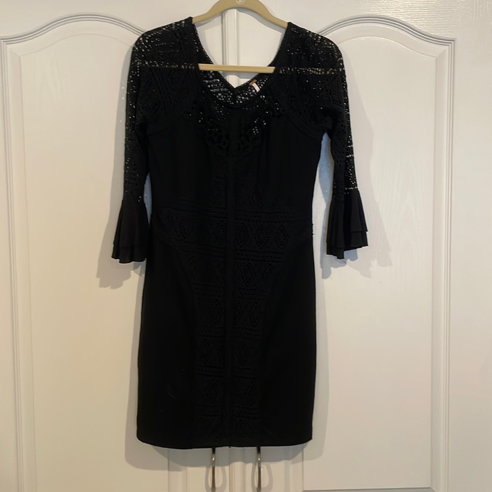Free People Black Crochet Lace Dress size M
